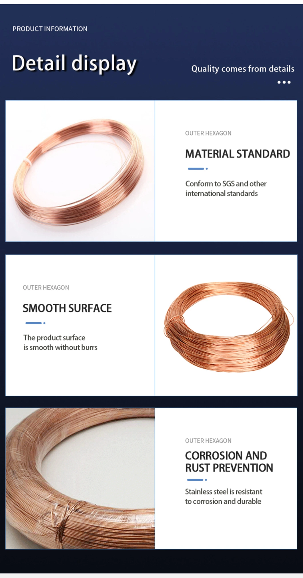 Resistance Thermal Thin Welding Bare Copper Wire with 0.8mm 1mm 6 AWG Bare 2/0 for Electrical Enameled Solder